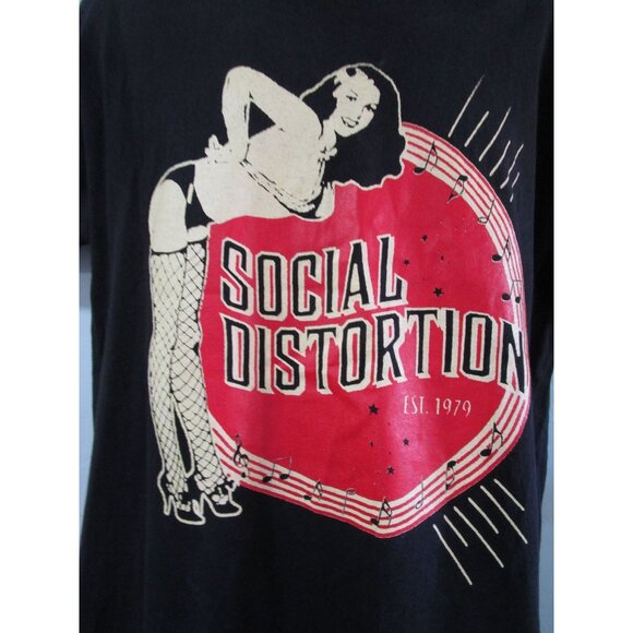 Social Distortion Fishnet Pinup Black T Shirt Mens Lg Cotton Alstyle GUC - Picture 7 of 12